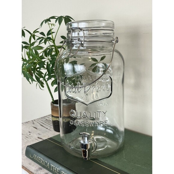 Vintage Country Style Mason Jar Quality Glassware Cold Drinks Dispenser 1 Gal - Picture 1 of 7